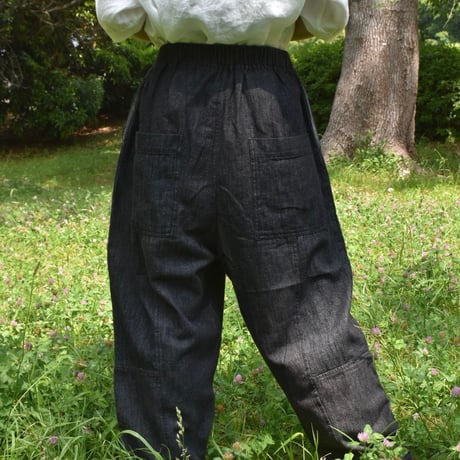 tumugu バイカラーコットンデニムパンツ