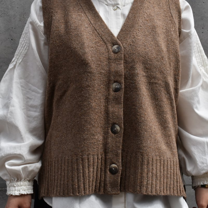 doux bleu EXファインメリノウールニットベスト | pivoine