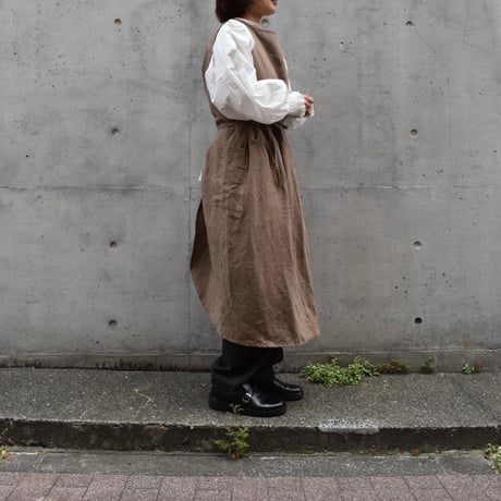 asabito リネンキャンバス天日ワッシャー袖なし割烹着