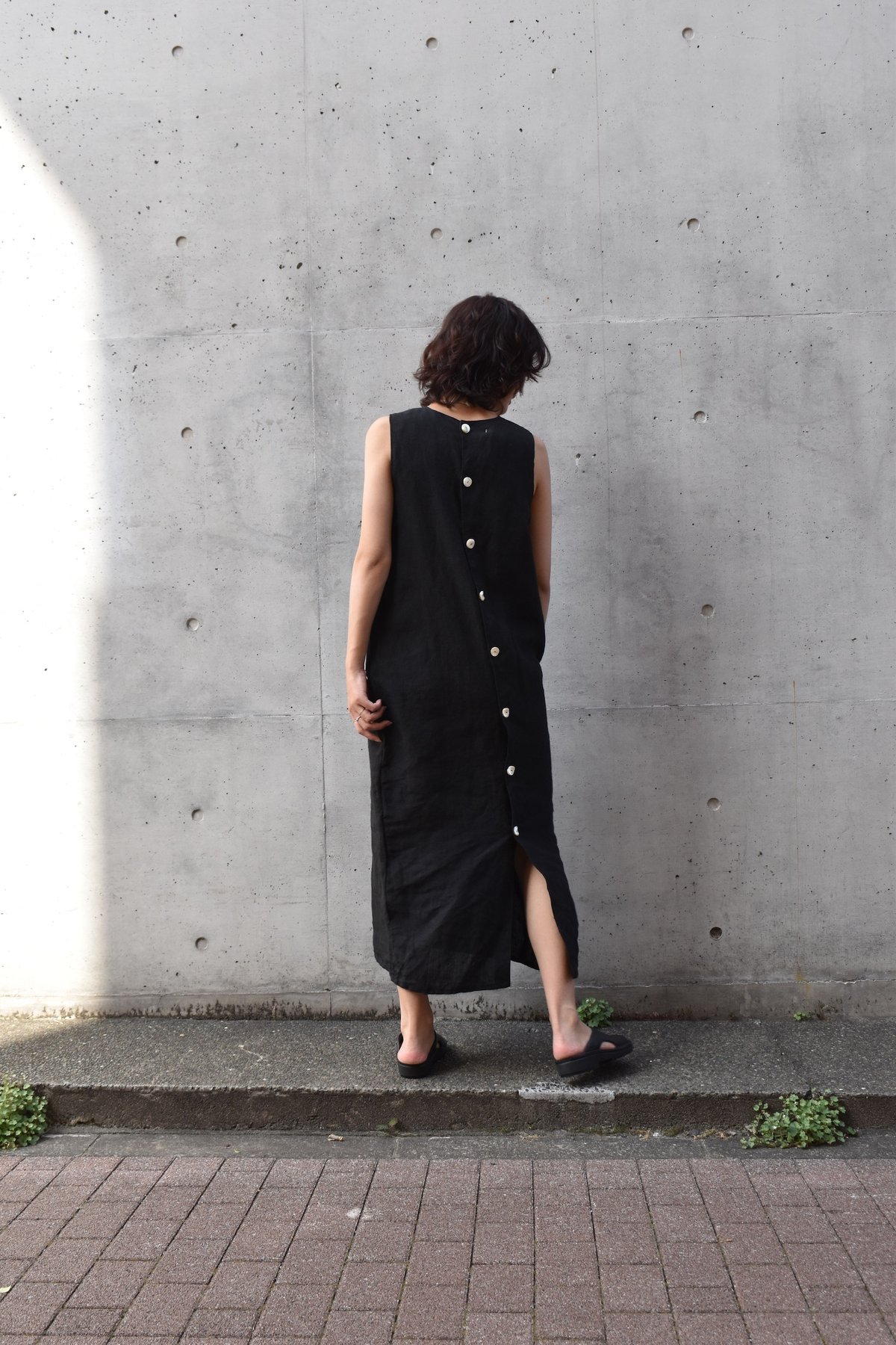 asabito 麻人★ハイネック　コクーン　リネン　シャツ　ワンピース 新品未使用】asabito 麻人 ハイネックコクーンリネンシャツ