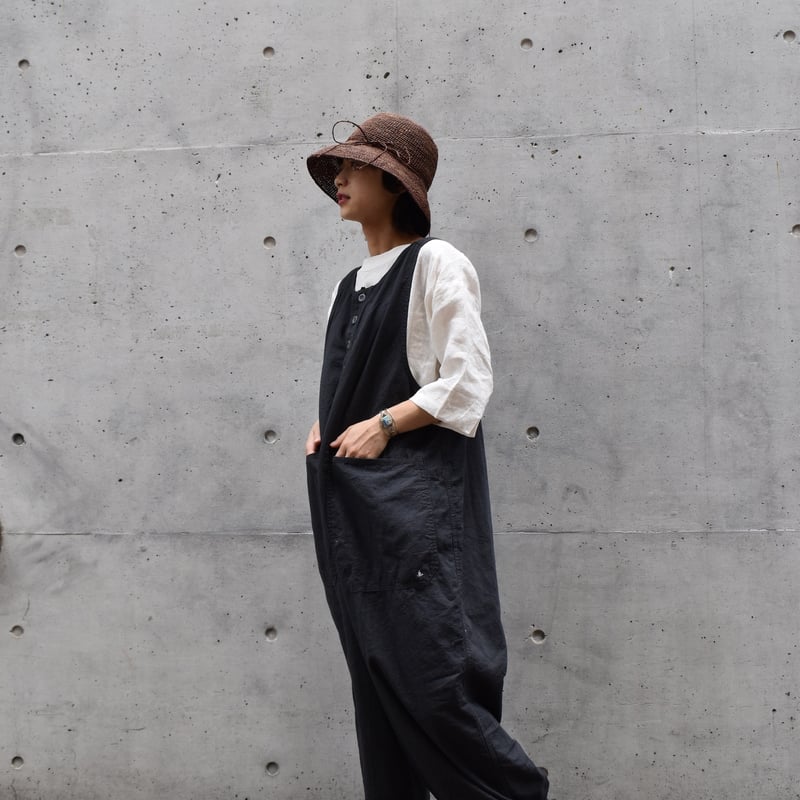 ブロカント　サロペットパンツ　黒 8月中旬再入荷】Brocante バトーサロペット | pivoine