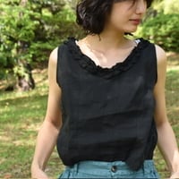 asabito リネンフリルVショートブラウス