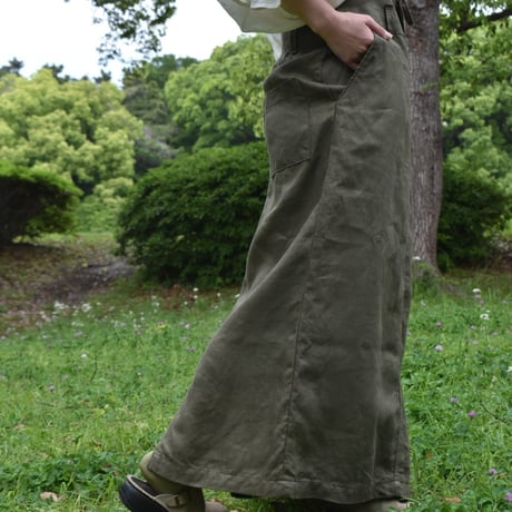 asabito ツイルリネンワークサロペットスカート