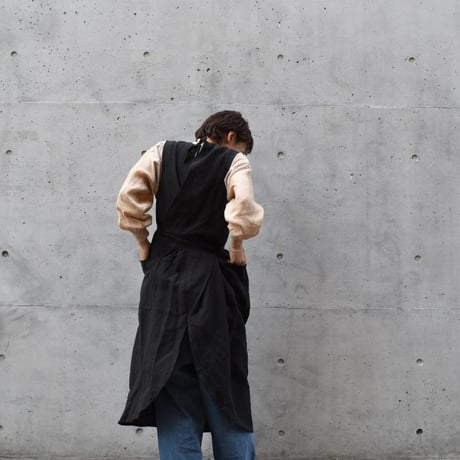 asabito リネンキャンバス天日ワッシャー袖なし割烹着