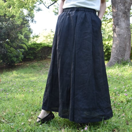 nous rendent heureux 40リネンBOXタックフレアスカート