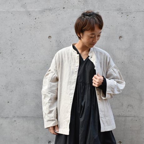 UNIVERSAL TISSU トリプルワッシャーコットンリネンブラウスジャケット