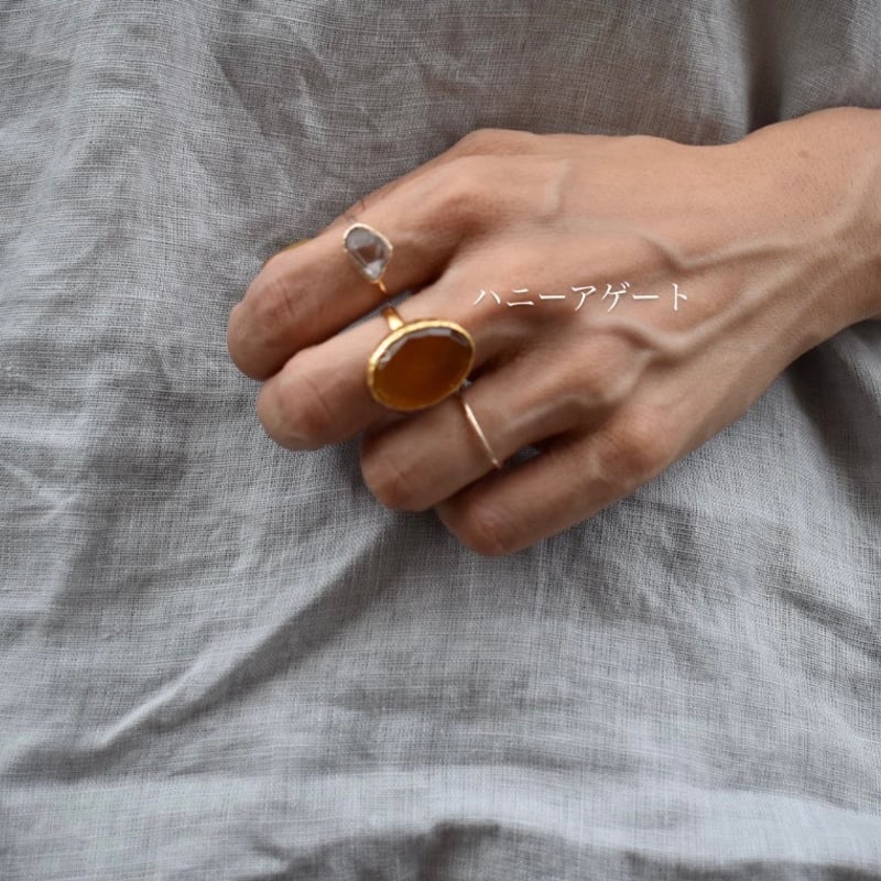 オーバルストーンリング brass M / L | pivoine