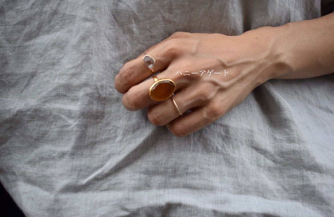 minはる★アンデシン★リングオーダー オーバルストーンリング brass M / L | pivoine