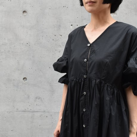 PARIS DE AOUNE コットンギャザースリーブワンピース