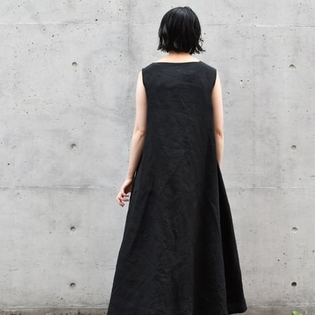 asabito  リネンAラインエプロンワンピース