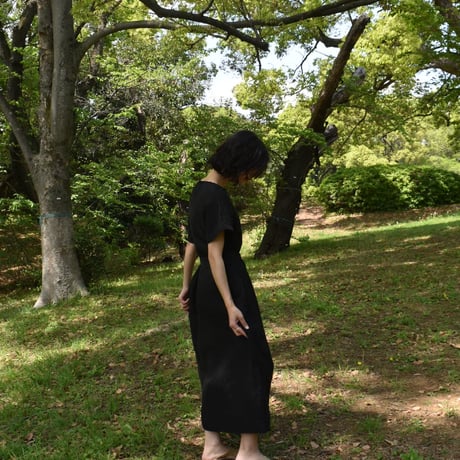 asabito リネンショートスリーブワンピース
