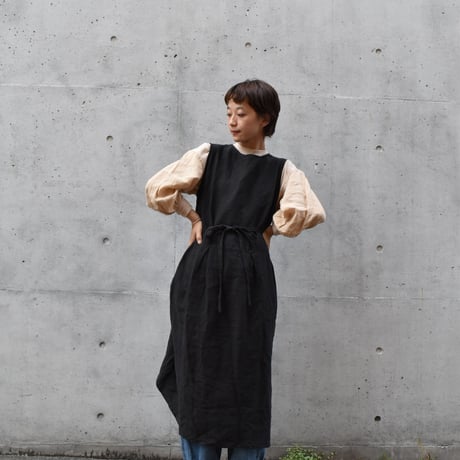 asabito リネンキャンバス天日ワッシャー袖なし割烹着