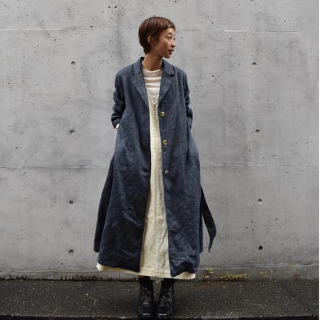 asabito リネンウールテーラーカラーコート