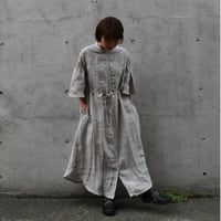 asabito ベルギーリネンフレア袖ワンピース
