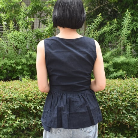 nous rendent heureux コットンリネンギャザーサイドリボン2WAYベスト