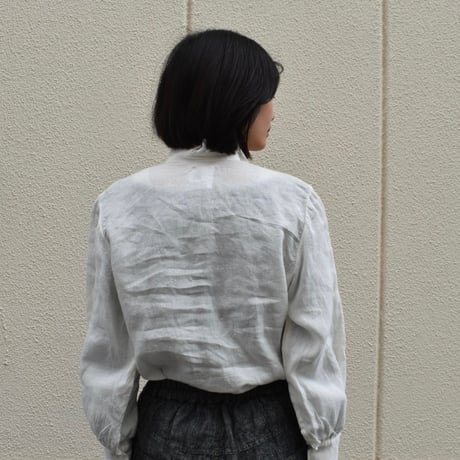 asabito フレンチリネンギャザー襟シャツブラウス