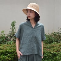 doux bleu コットンリネンスキッパーシャツ