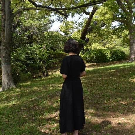 asabito リネンショートスリーブワンピース