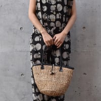 ケニア バナナバッグ手提げ 丸革ハンドル黒