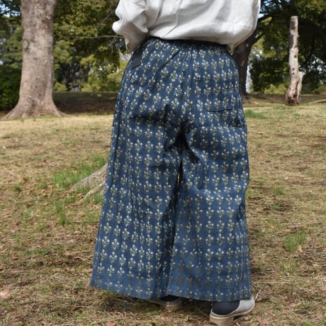 ブロックプリントワイドパンツ