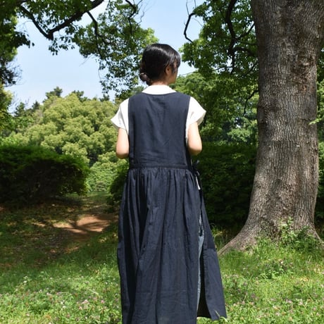 nous rendent heureux 綿麻チェックエプロンワンピース