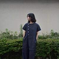 PARIS DE AOUNE 6oz デニムハーフスリーブラップオールインワン
