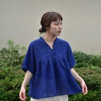 Hands of creation 60リネン解撚ワッシャークロスV/Nプルオーバーブラウス