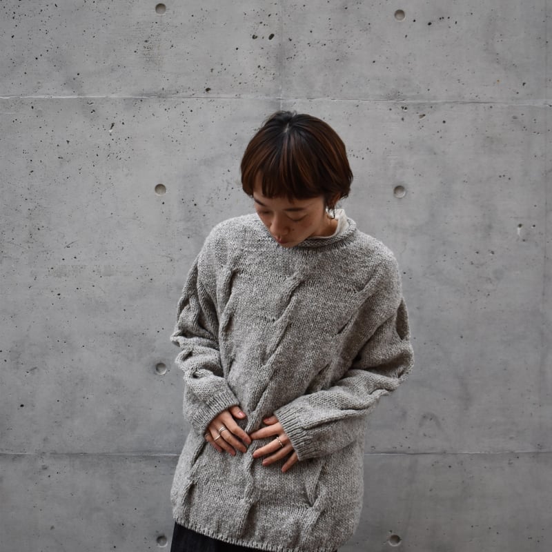 IENA 手編みケーブル　プルオーバー Hands of creation ローゲージニット手編みBIGケーブルプルオーバー