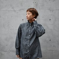 asabito フレンチリネンギャザー襟シャツブラウス