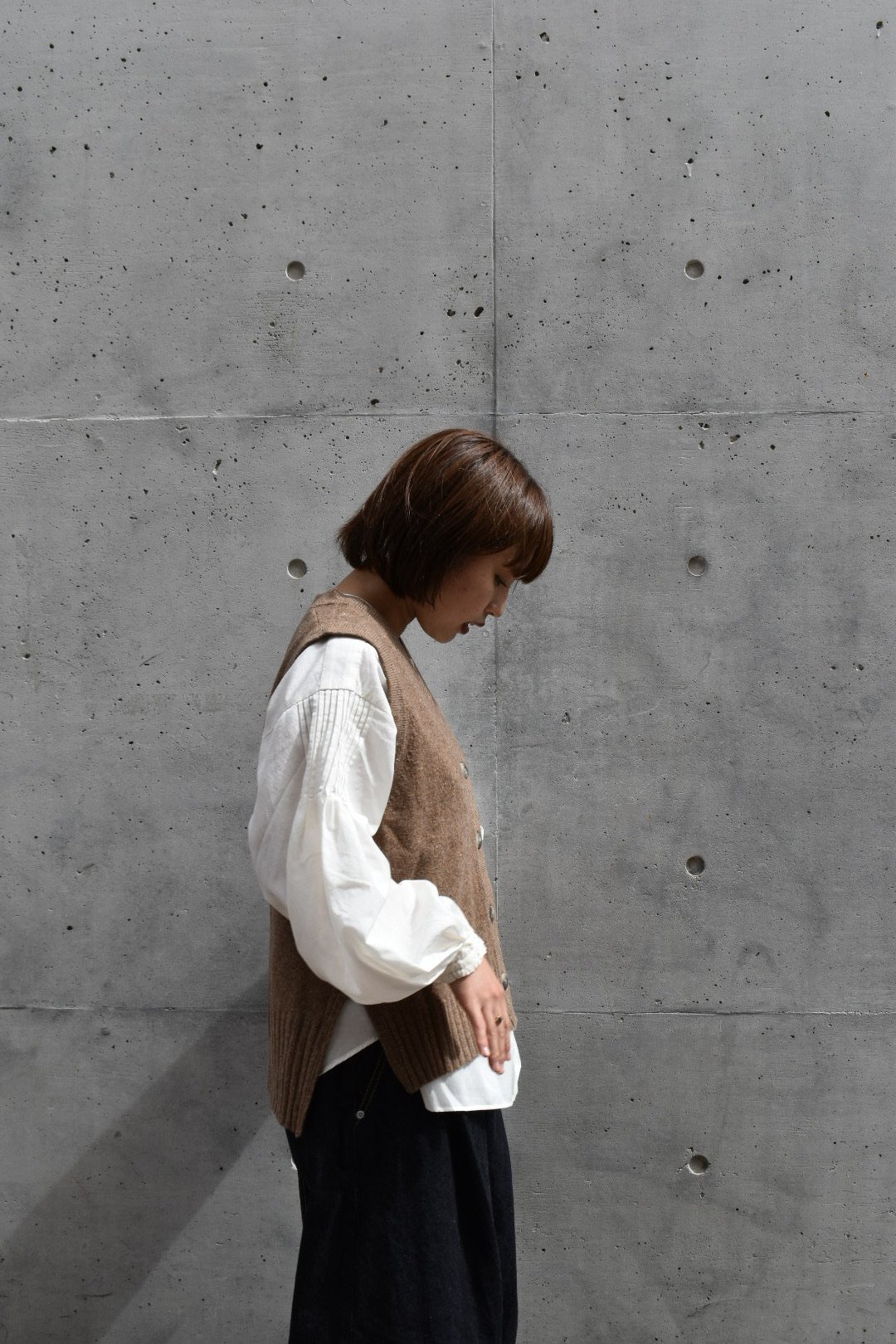 doux bleu EXファインメリノウールニットベスト | pivoine