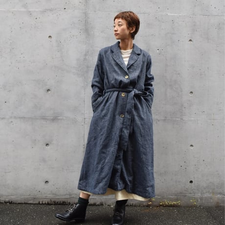 asabito リネンウールテーラーカラーコート