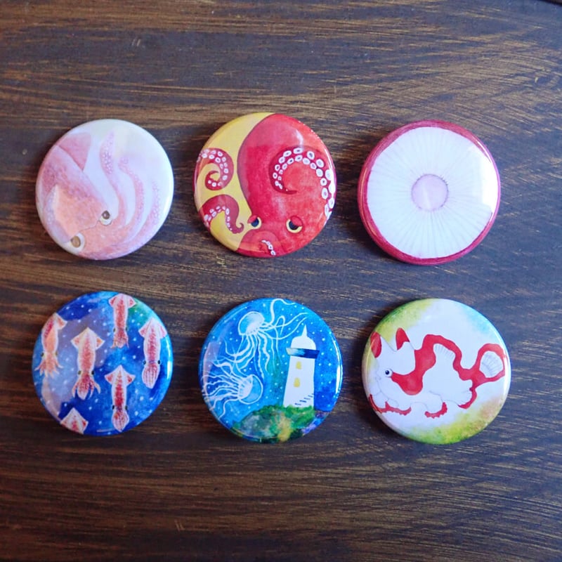 海の生き物缶バッジ | お拾いもの
