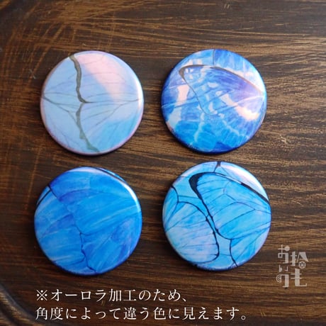 モルフォ蝶　オーロラにきらめく缶バッジ
