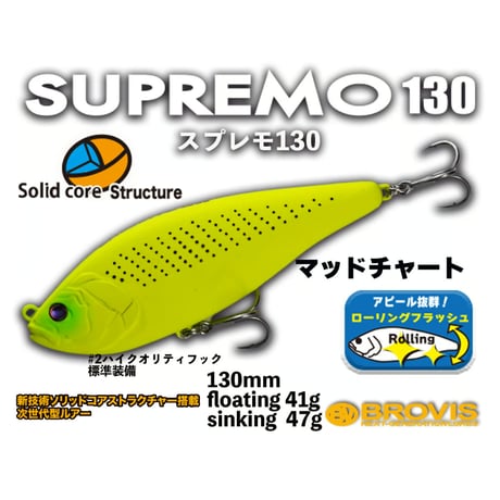 ランカーシーバス、アカメ・スプレモ130　フローティング41g、シンキング47g