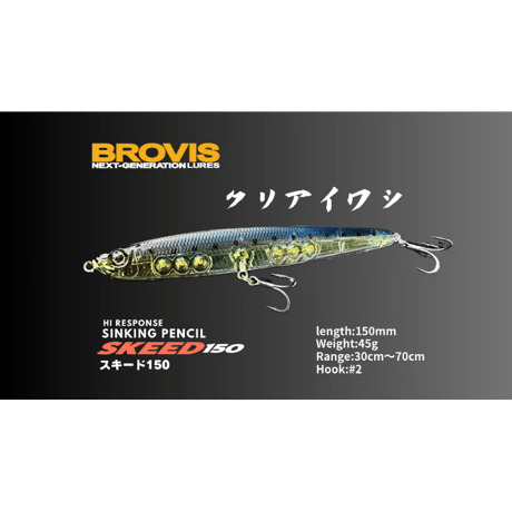 ビッグベイトシンキングペンシルSKEED150（スキード150）大型シンペン・シーバス、青物、平スズキ、フラットフィッシュ、驚異的飛距離
