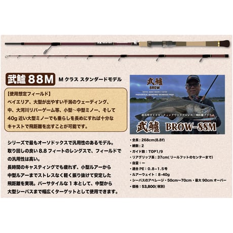 送料無料・特典付き、武鱸【BROW】新基準ガイドセッティングシーバスロッド