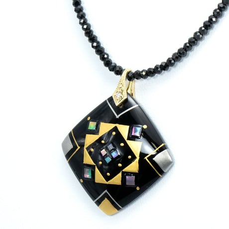 K18 オニキス 江戸蒔絵 ダイヤ ネックレス 34291-150￥69212