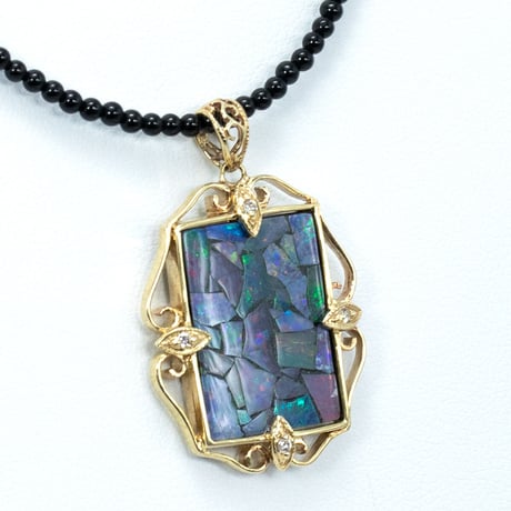 K18 モザイクオパール　ダイヤ ネックレス 34203-138￥93170
