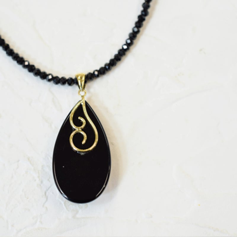 K18YG オニキスダイヤモンドネックレス 18K Onyx Diamond Necklace 
