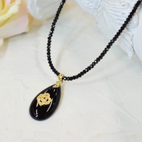 K18YG　オニキスダイヤモンドネックレス 18K Onyx Diamond Necklace 33547-150　WDFZ