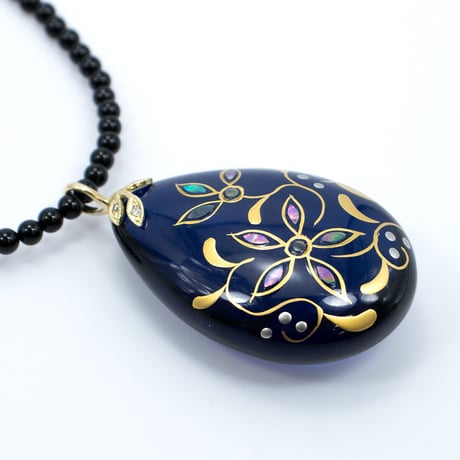 K18 ブルーアンバー 江戸蒔絵　ダイヤ ネックレス 34324-102￥77198