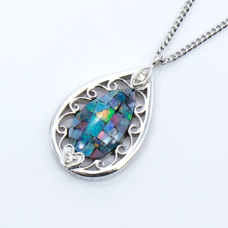 シルバー モザイクオパール ネックレス しずく 41645-738￥19432