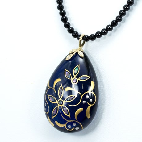 K18 ブルーアンバー 江戸蒔絵　ダイヤ ネックレス 34324-102￥77198