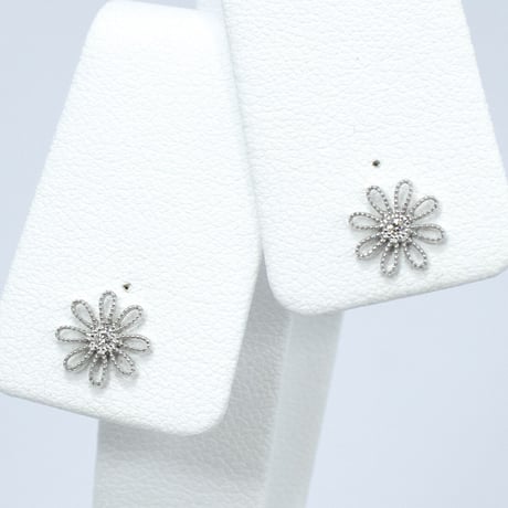 シルバー ダイヤ フラワー ピアス 82065-710