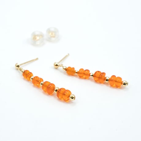 K18線加工ファイヤー オパール ピアス 82109-137ｗAFZ