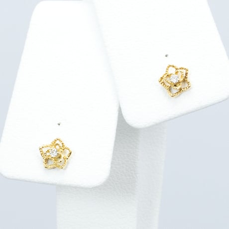 K18 ピアスダイヤモンド 0.02ct 選べる ピングゴールド イエローゴールド お花82064-110 210再販可 WAIZ