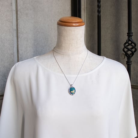 シルバー モザイクオパール ネックレス 馬 41675-738再販可￥34606