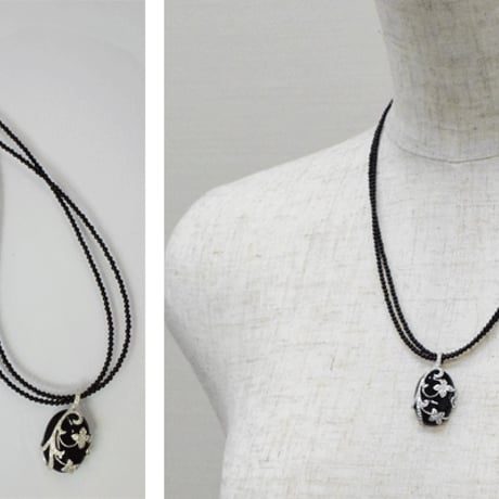 K18WG オニキスダイヤモンドペンダントネックレス 18K Onyx Diamond Necklace　 32759-350　NEDZ