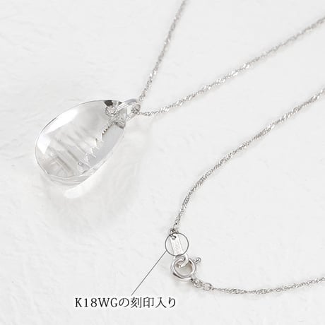 K18WG  水晶 五重塔 職人手彫り ペンダント  40cm 日本製 wDXZ