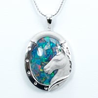 シルバー モザイクオパール ネックレス 馬 41563-738 NABZ